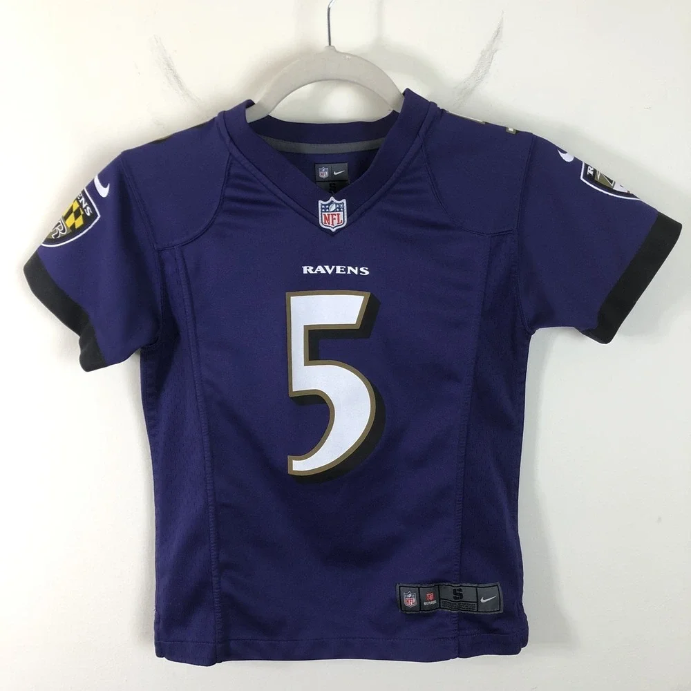 Nike NFL Baltimore Ravens Joe Flacco #5 Jersey Youth Sz S (8) Purple Football